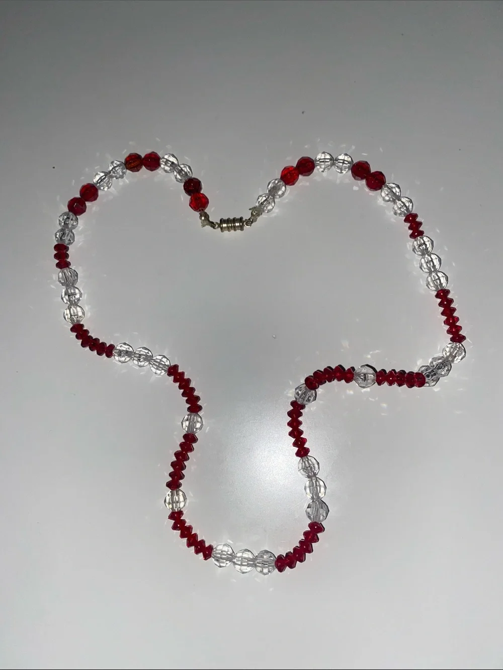 Red and Clear Beaded Women's Necklace